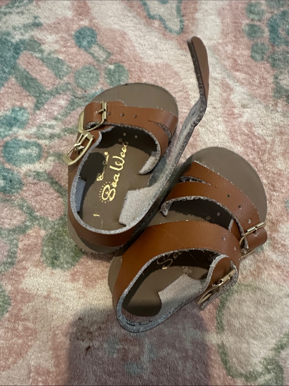 Unisex Baby Brown Leather Buckle Sandals